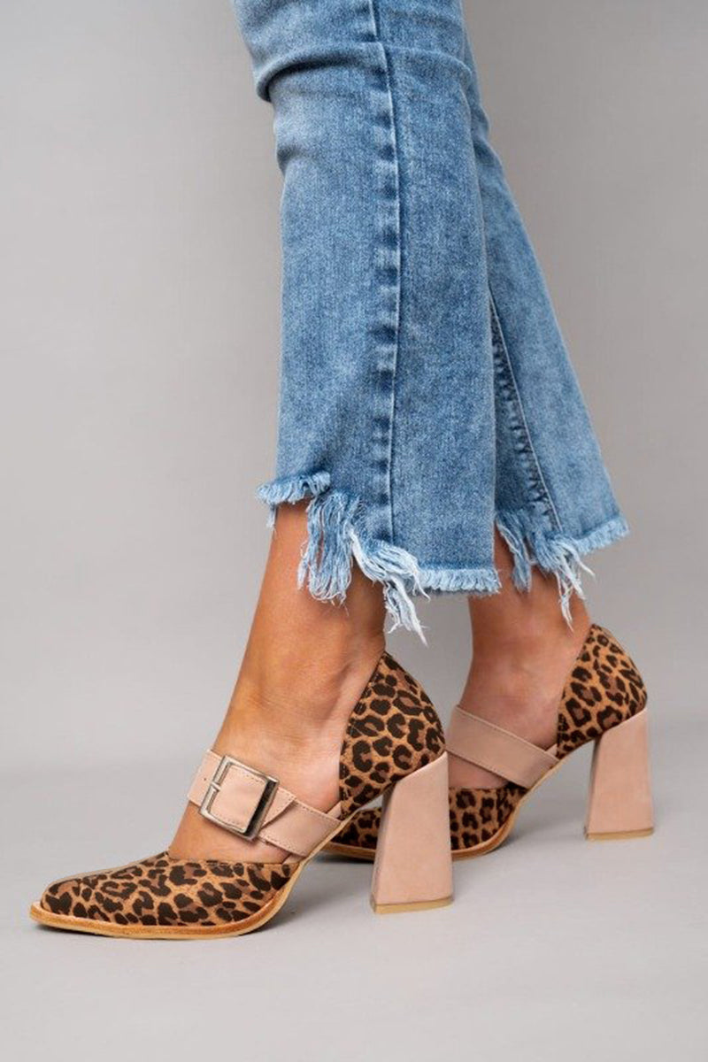 Blanca™ - Sandalias de gamuza con estampado leopardo y tacón estable