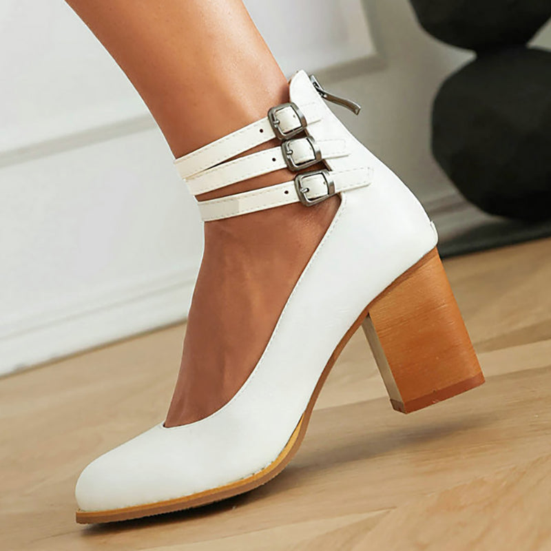 Blanca™ - Sandalias lisas con tira al tobillo y suela gruesa