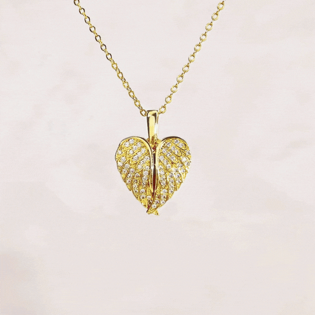 Collar corazón con foto y alas de ángel