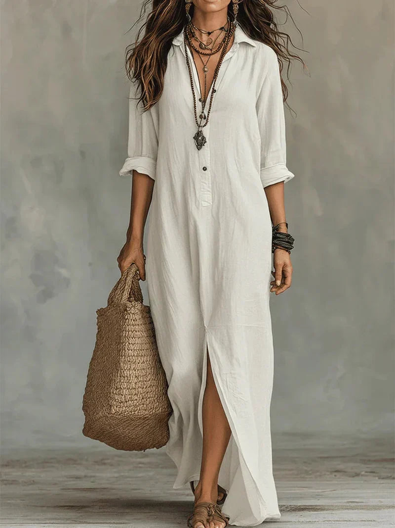 Vestido Selena™ | Maxi holgado con escote abotonado