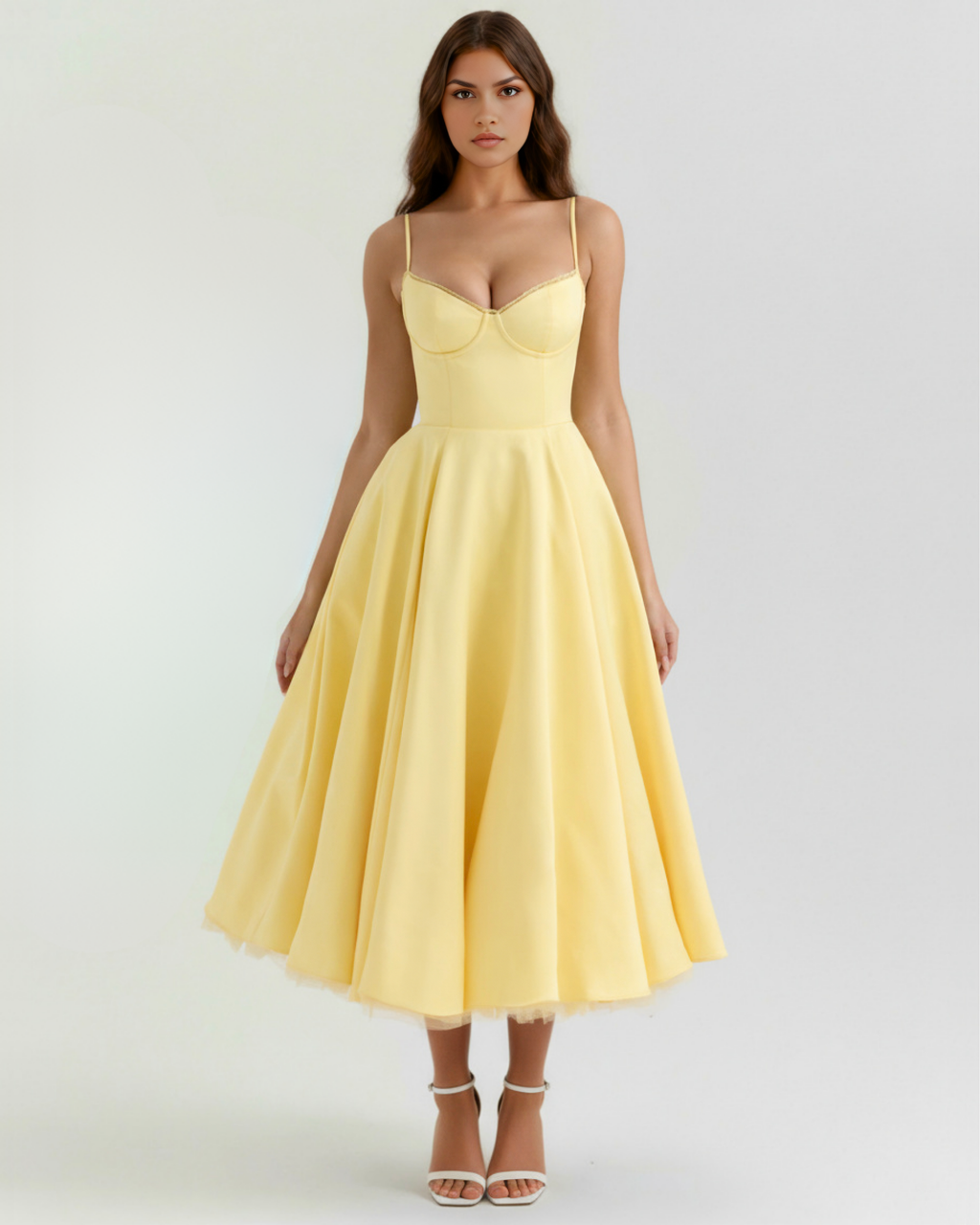 Vestido Selene™ | Amarillo mantequilla con tul en capas y detalles secretos
