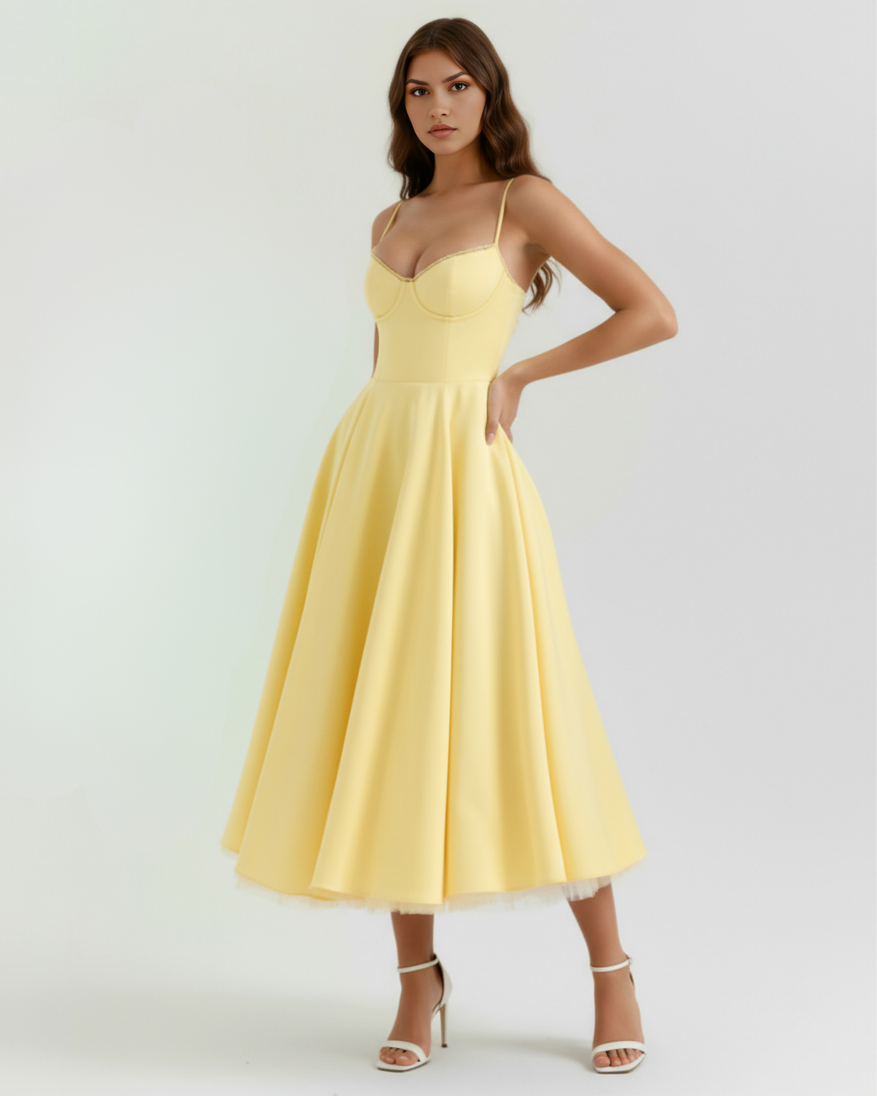 Vestido Selene™ | Amarillo mantequilla con tul en capas y detalles secretos