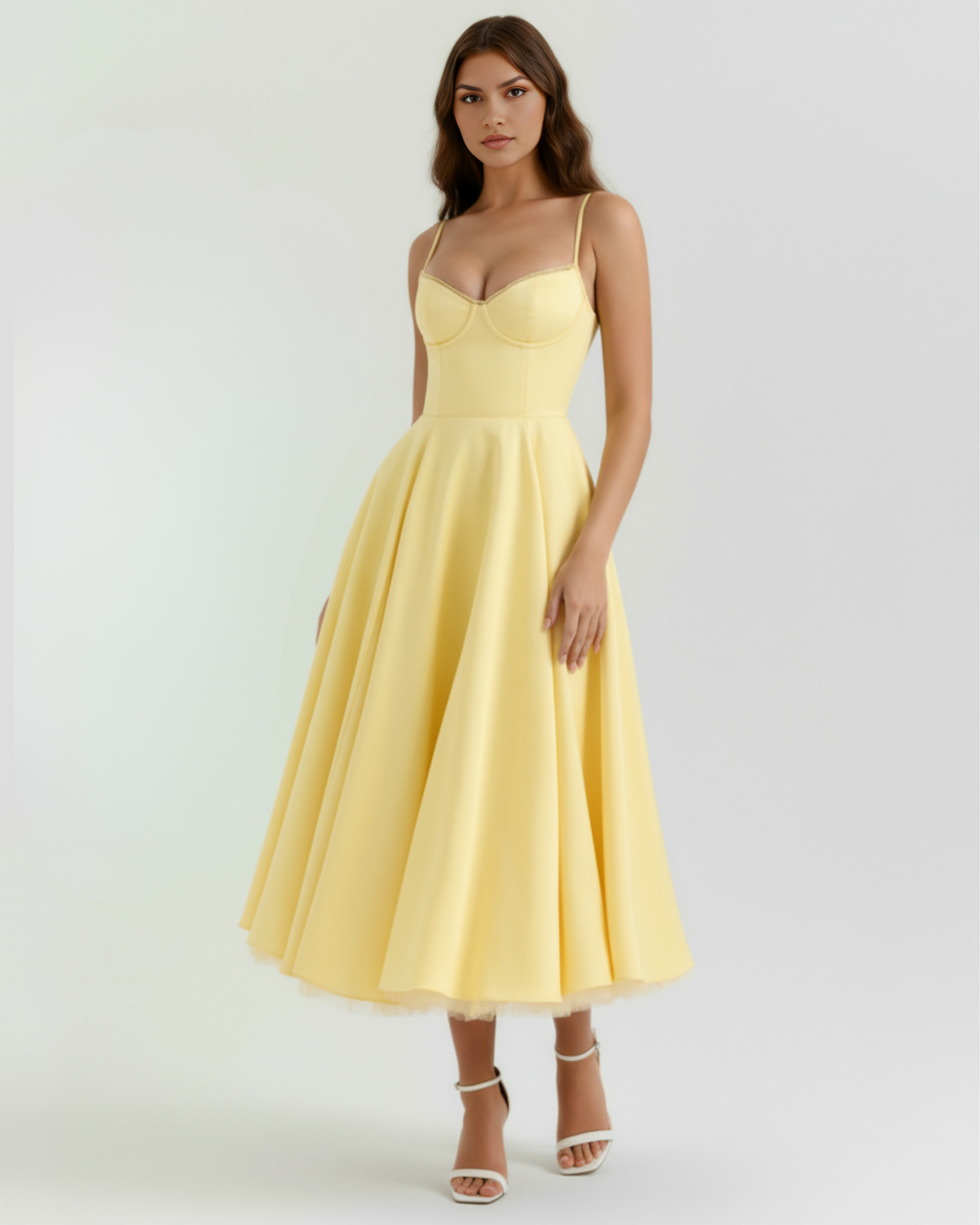 Vestido Selene™ | Amarillo mantequilla con tul en capas y detalles secretos