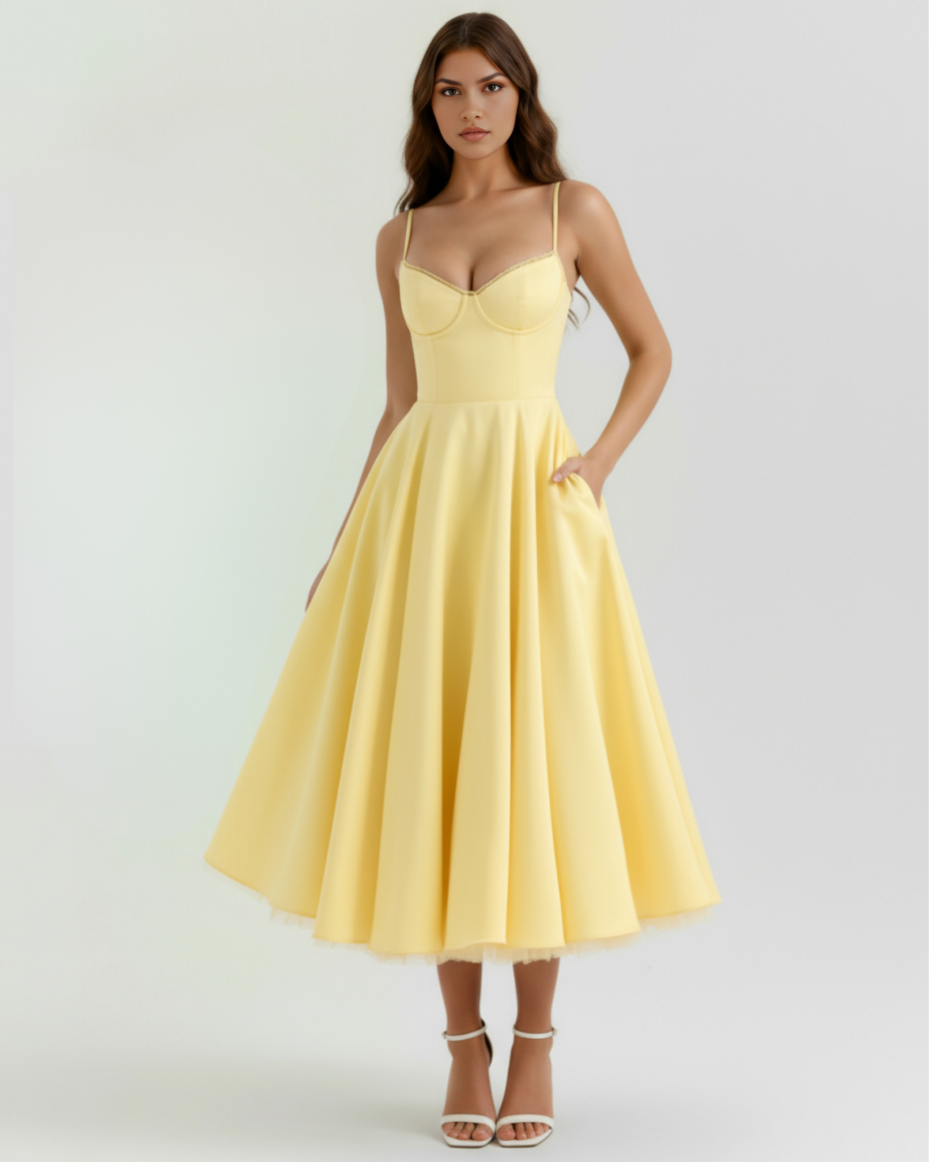 Vestido Selene™ | Amarillo mantequilla con tul en capas y detalles secretos
