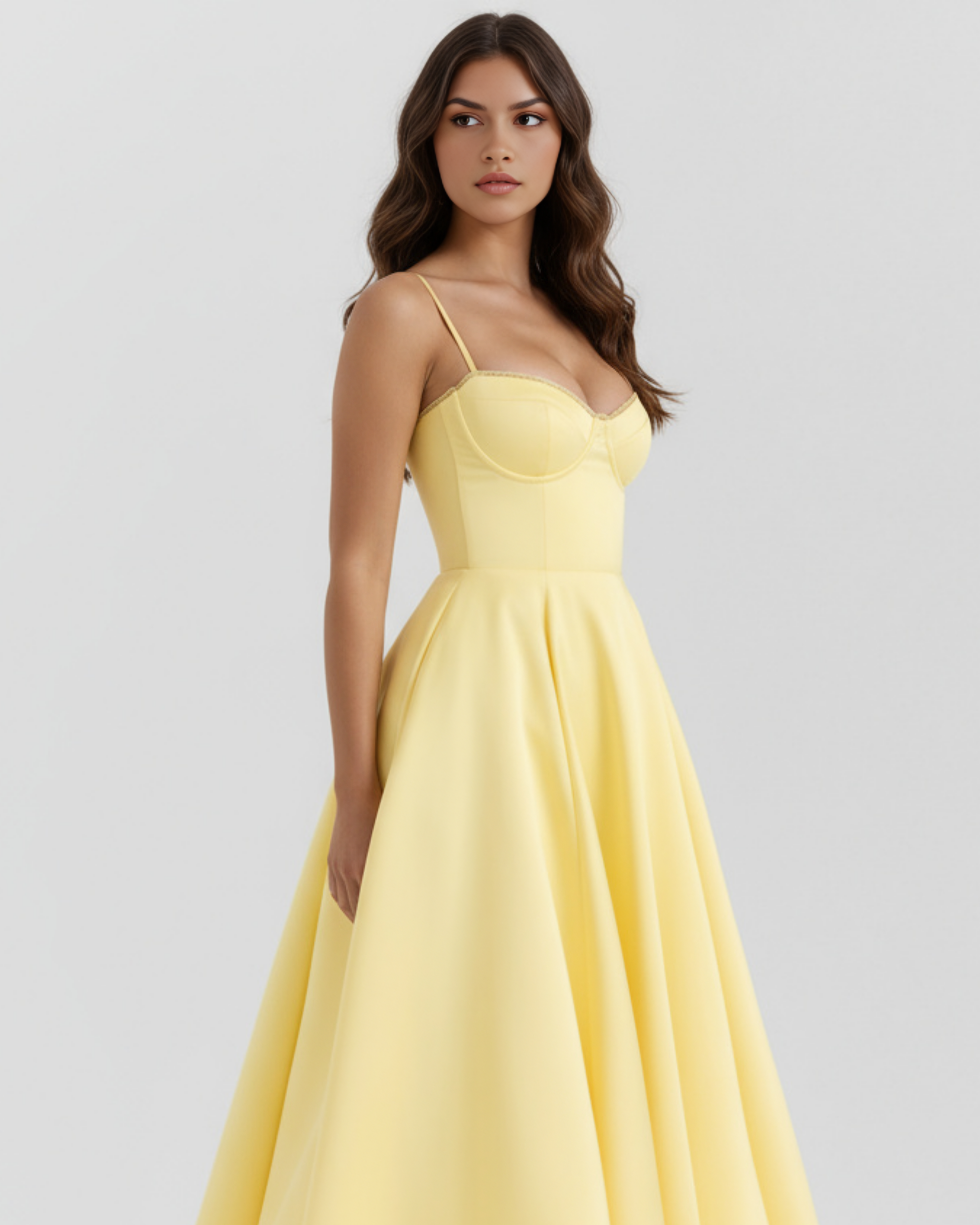 Vestido Selene™ | Amarillo mantequilla con tul en capas y detalles secretos