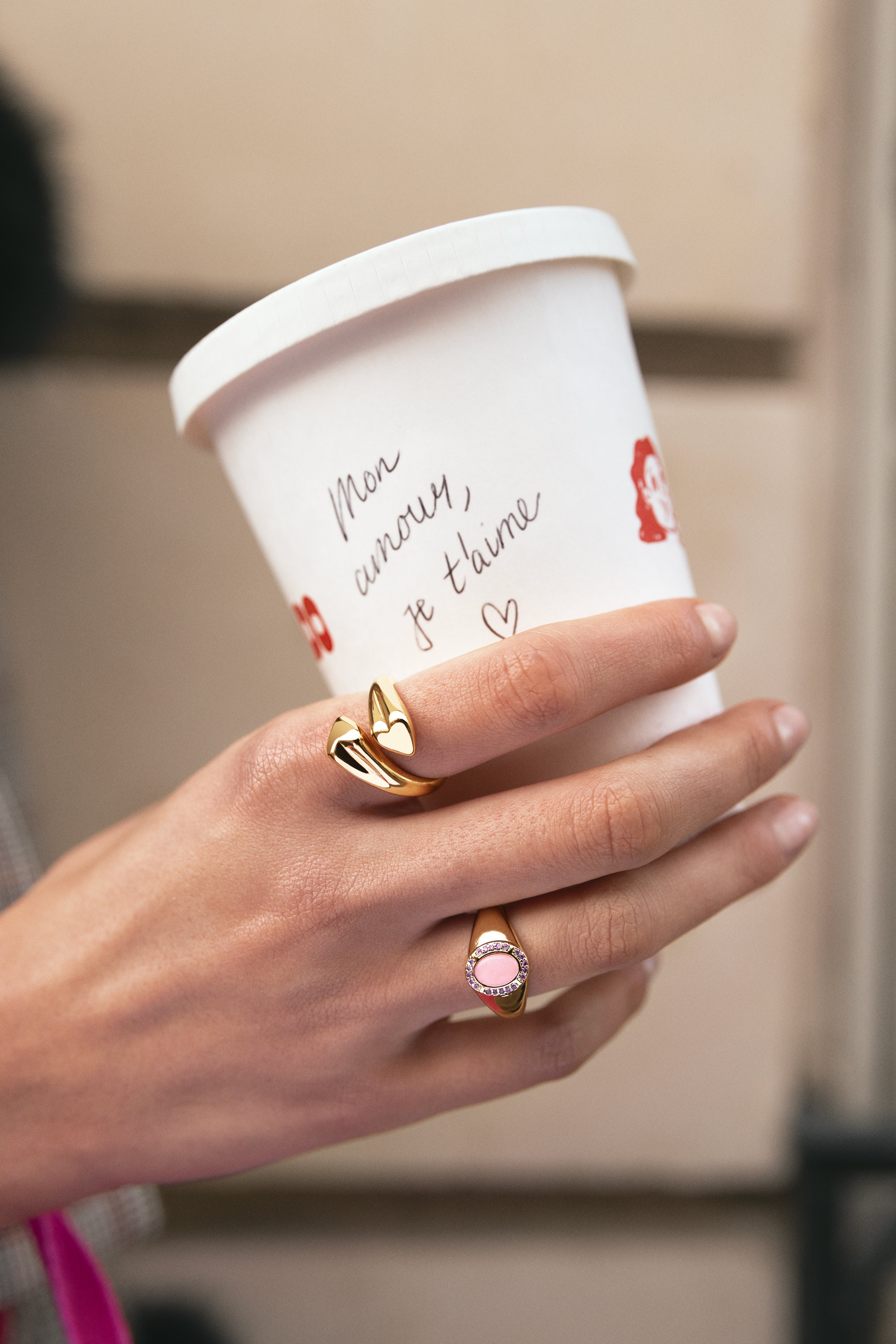 Anillo Abbraccio Amour Acero Baño Oro