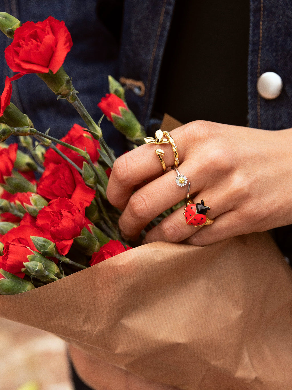 Anillo Mariquita Baño Oro