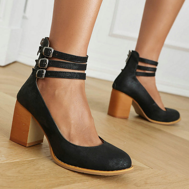 Blanca™ - Sandalias lisas con tira al tobillo y suela gruesa