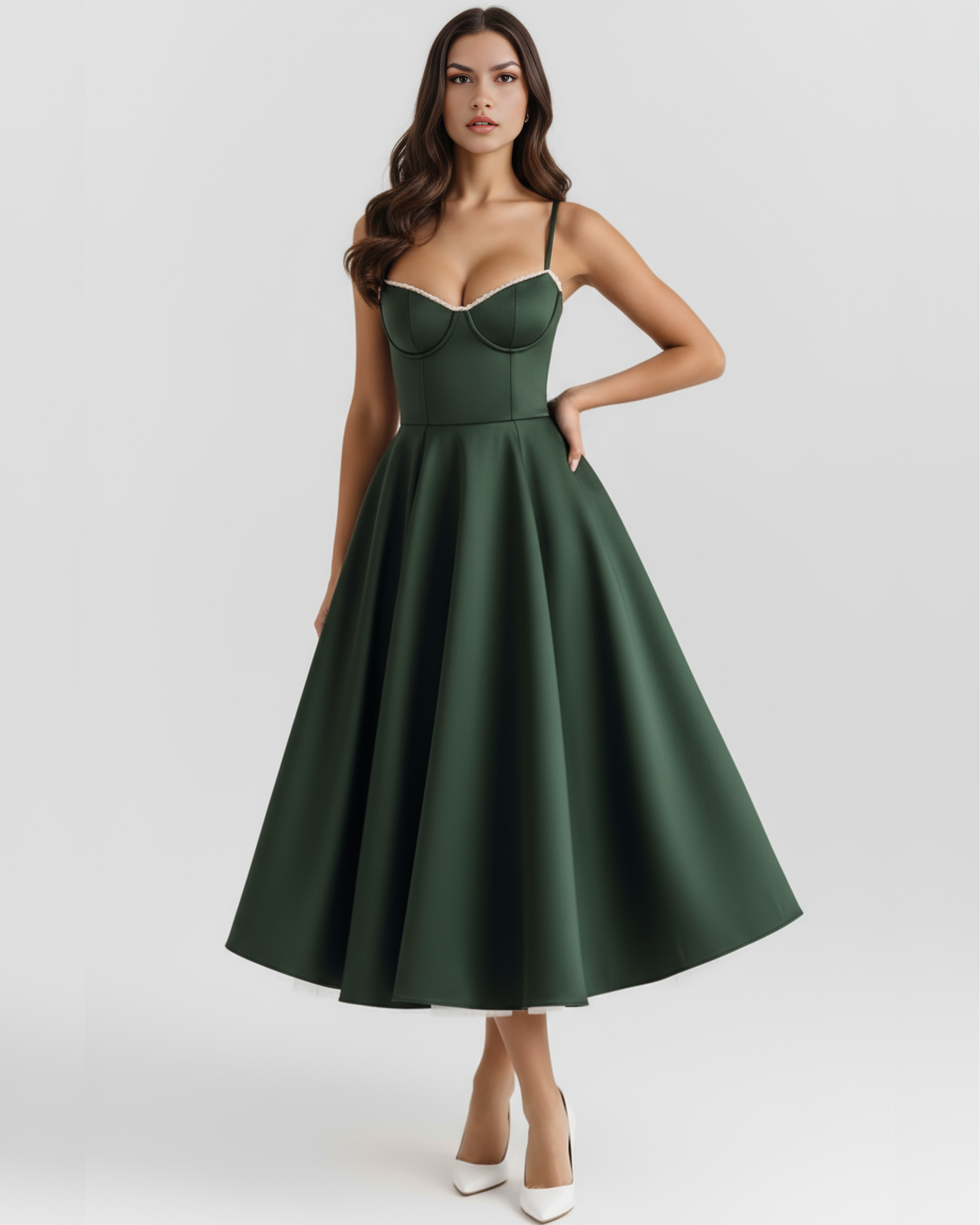 Vestido Selene™ | Verde bosque con tul en capas