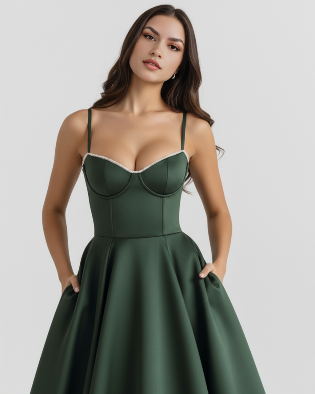Vestido Selene™ | Verde bosque con tul en capas