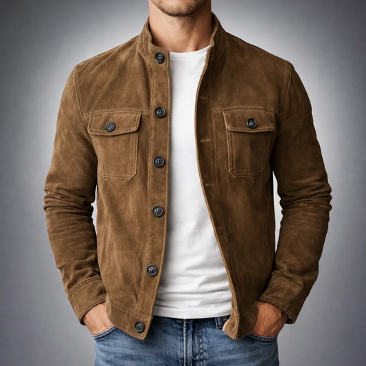 Elegante chaqueta de ante