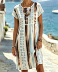 Vestido para mujer con estampado artístico de rayas y lunares