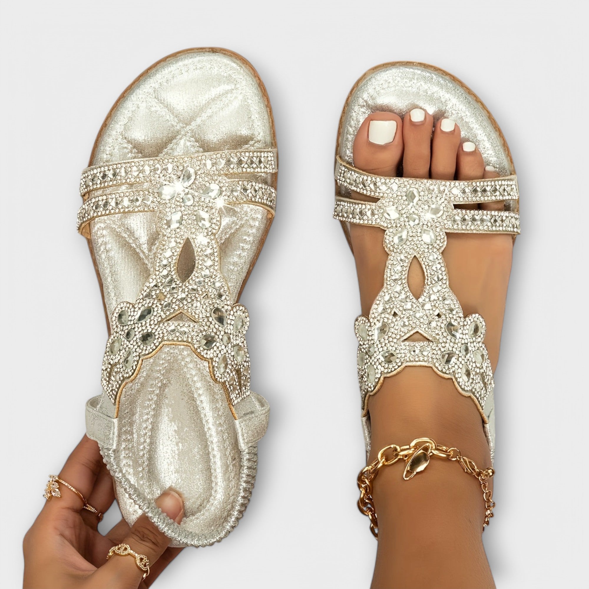 Blanca™ – Sandália Boho Crystal