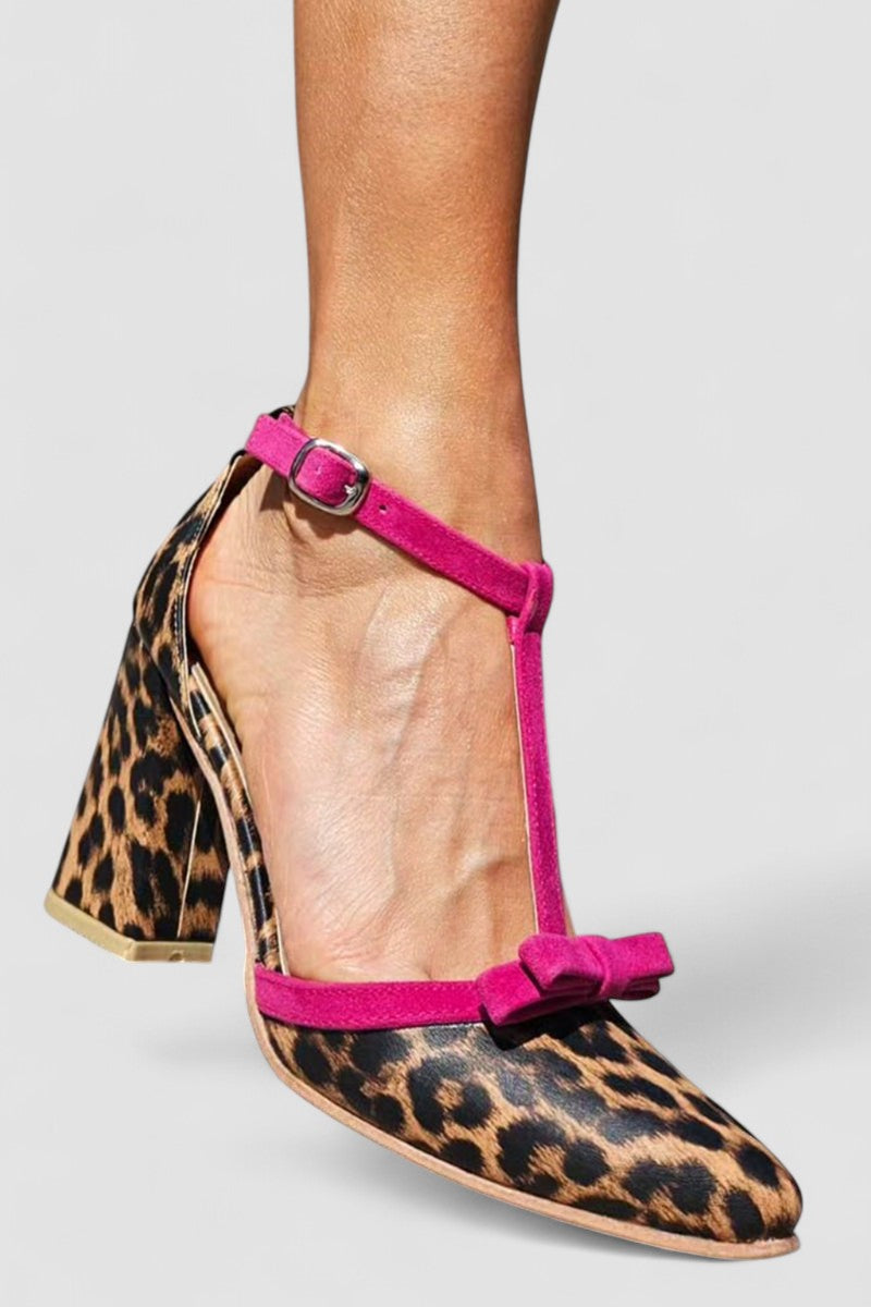 Blanca™ - Sandalias verdes con estampado leopardo y detalle colorido