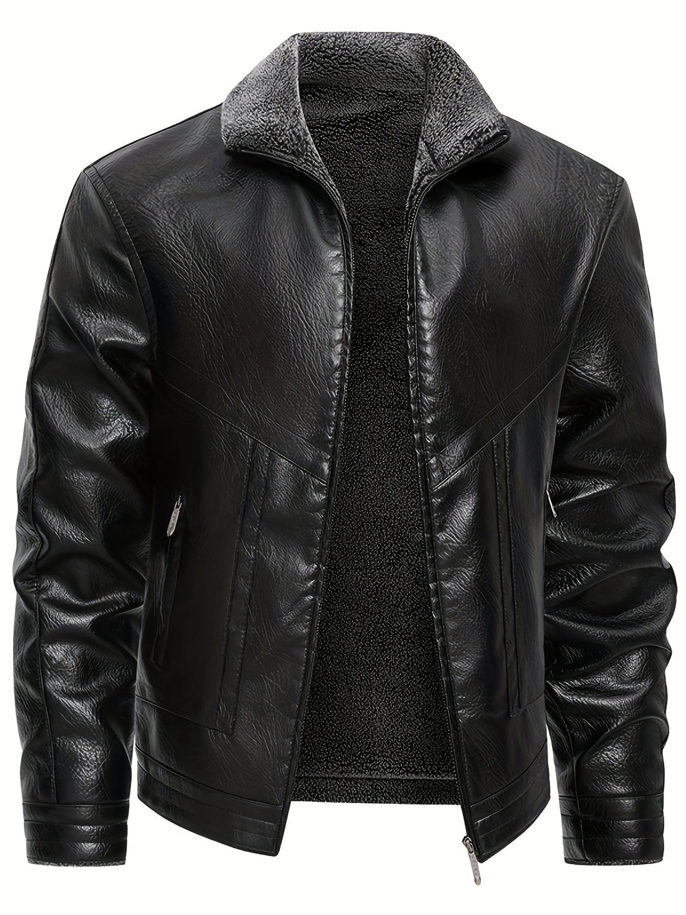 Elegante chaqueta de cuero con forro polar