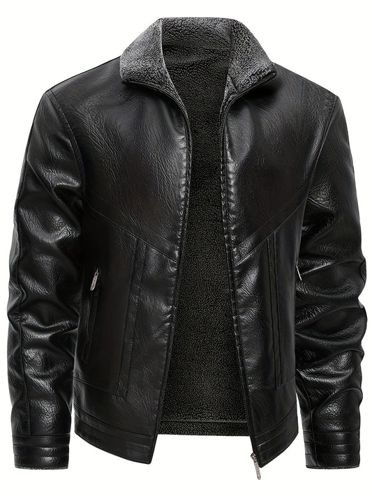 Elegante chaqueta de cuero con forro polar