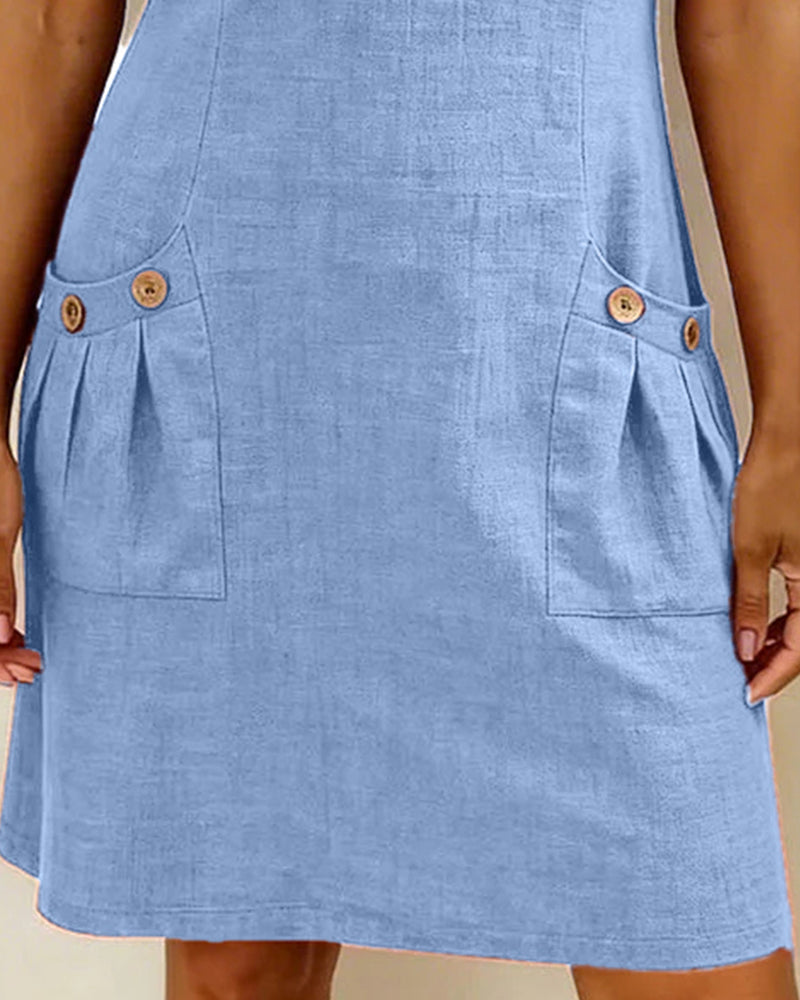 Vestido corto mujer con bolsillos y cuello con cremallera