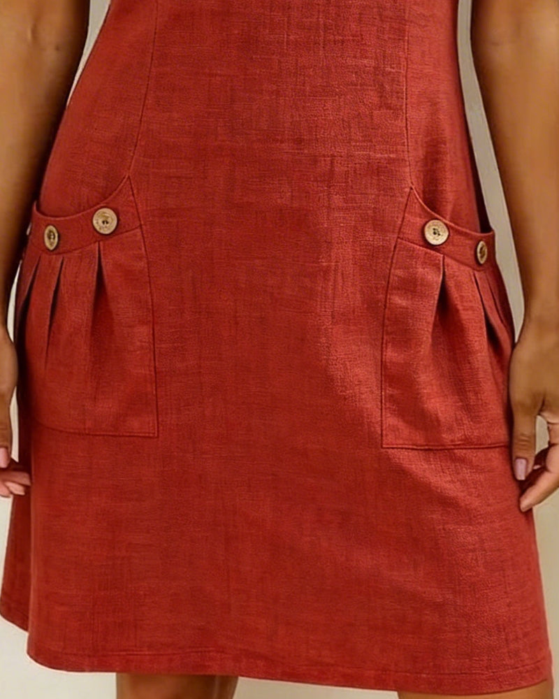 Vestido corto mujer con bolsillos y cuello con cremallera