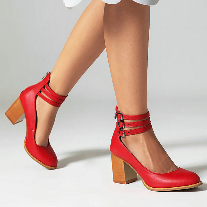 Blanca™ - Sandalias lisas con tira al tobillo y suela gruesa