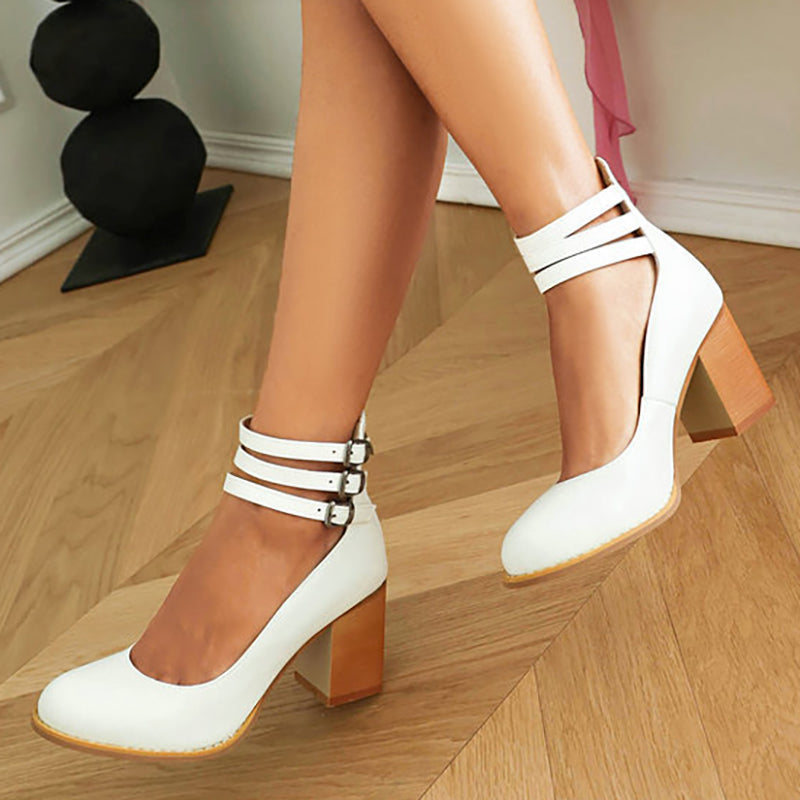 Blanca™ - Sandalias lisas con tira al tobillo y suela gruesa
