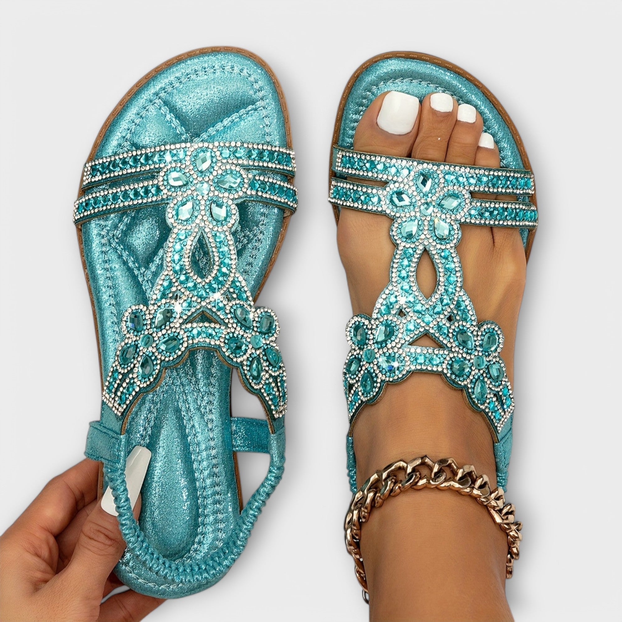 Blanca™ – Sandália Boho Crystal