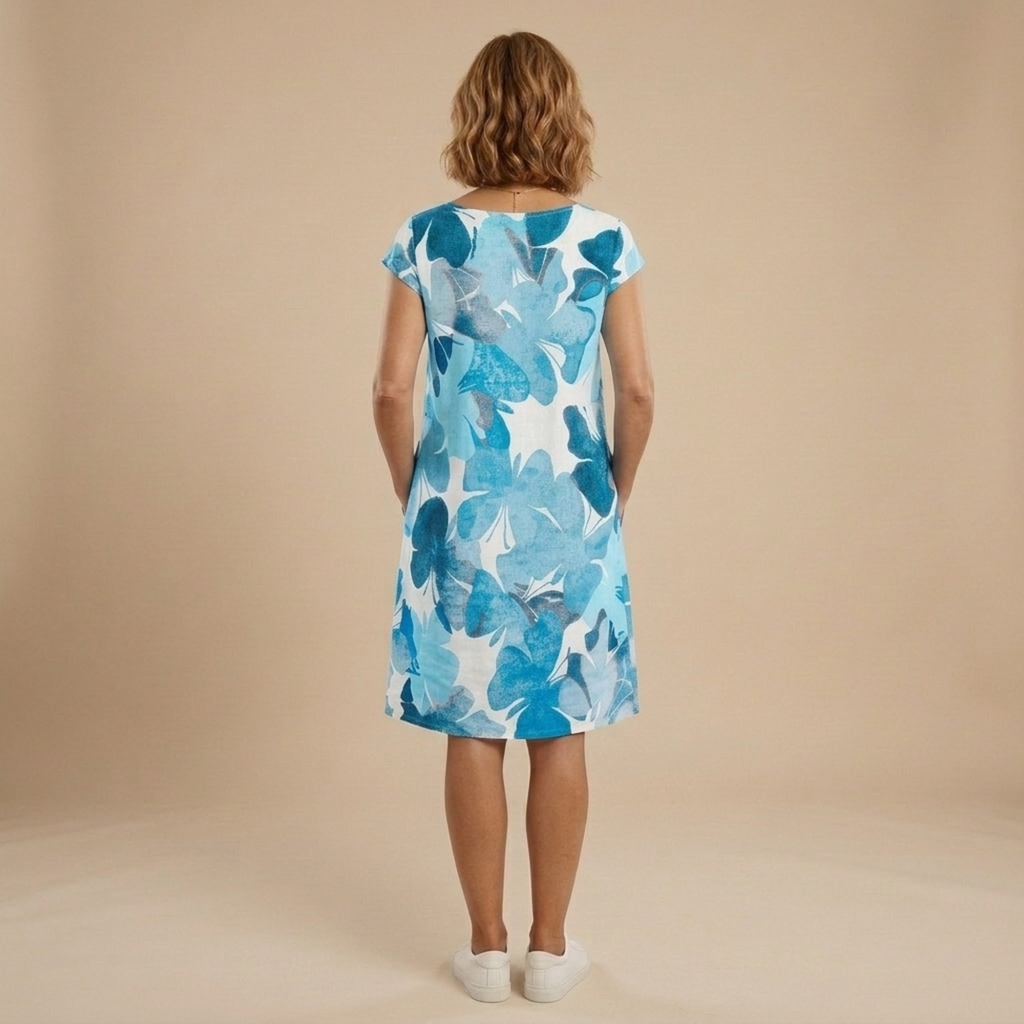 Túnica floral mujer manga corta con bolsillos – estilo casual cómodo verano
