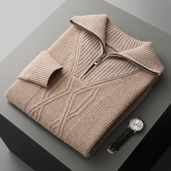 Jersey con cremallera de lana merina «Taranto»
