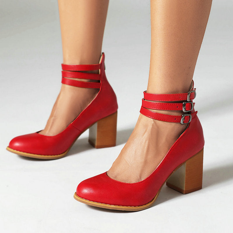 Blanca™ - Sandalias lisas con tira al tobillo y suela gruesa