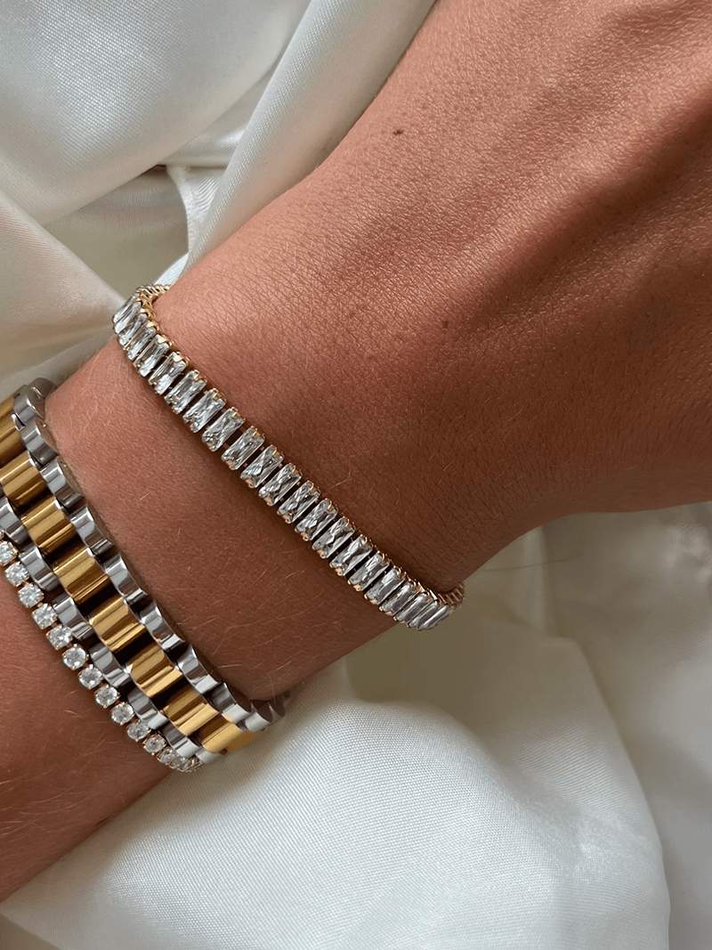Blanca™ - Pulsera Rivière baguette brillante con elegancia sofisticada