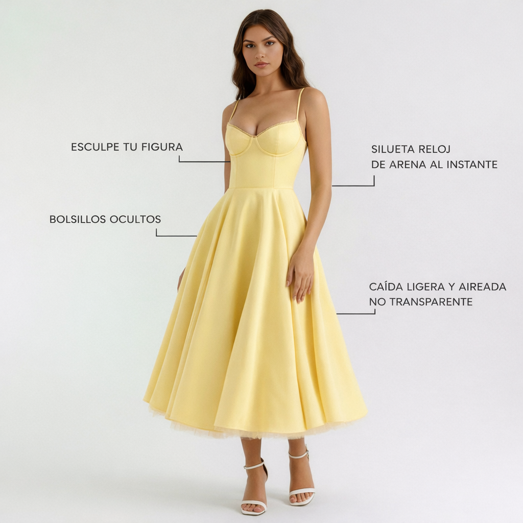 Vestido Selene™ | Amarillo mantequilla con tul en capas y detalles secretos