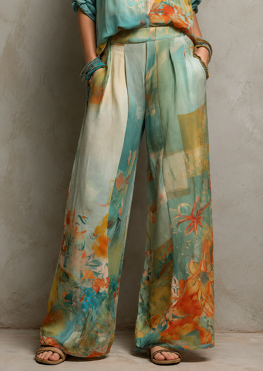 Conjunto Alana™ | Blusa fluida y pantalón palazzo floral