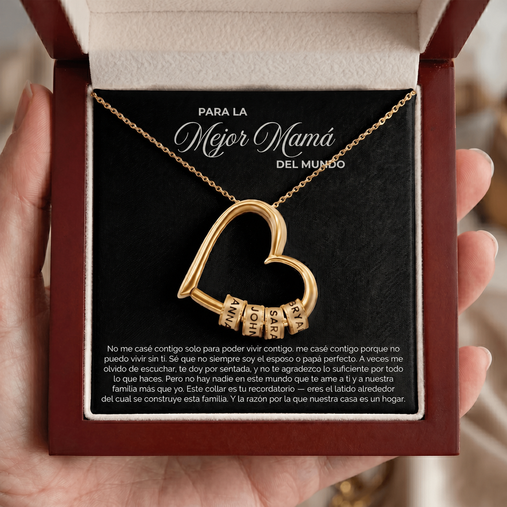 Collar grabado "Corazón de la familia"