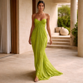 Vestido María™ | Elegancia Fluida en Verde Lima