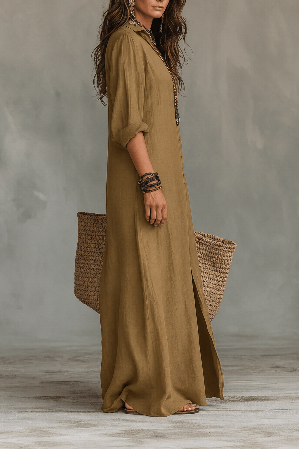 Vestido Selena™ | Maxi holgado con escote abotonado