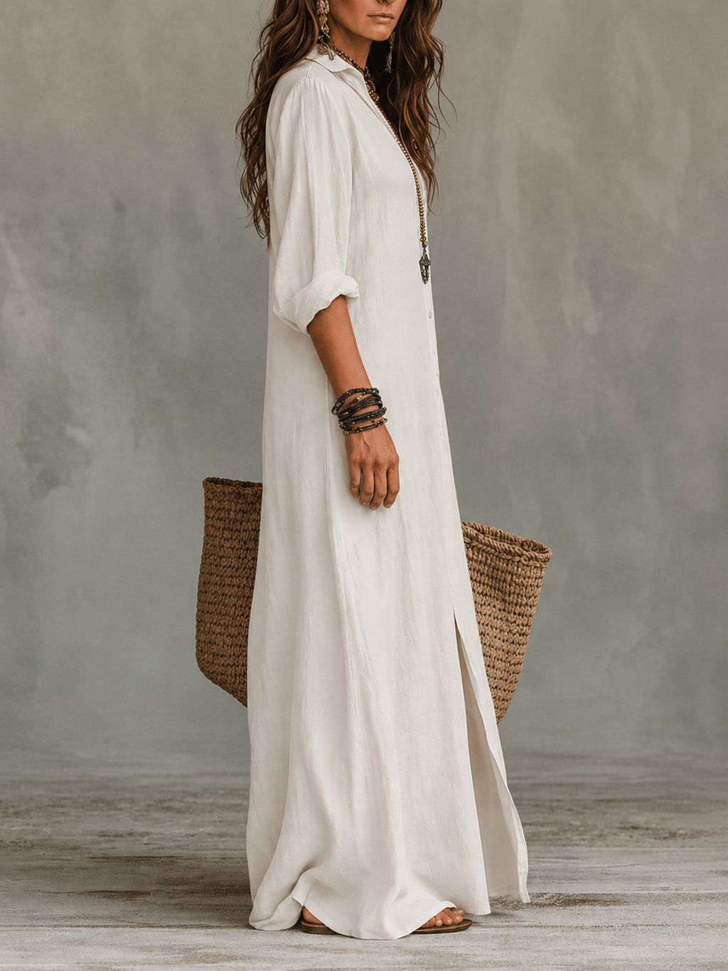 Vestido Selena™ | Maxi holgado con escote abotonado