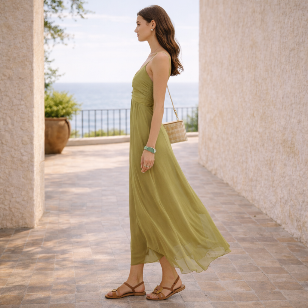 Vestido Milán™ | Movimiento etéreo en verde oliva