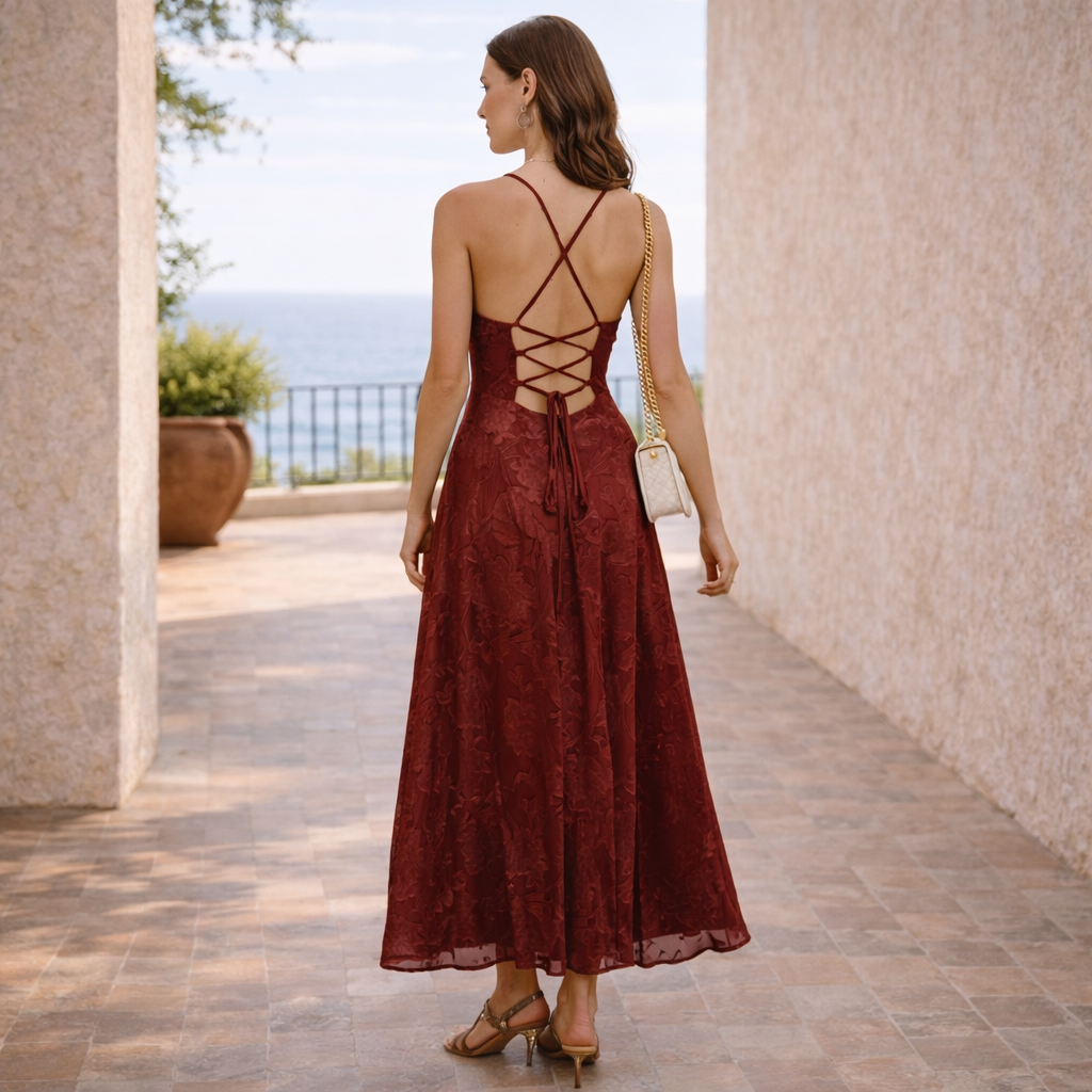 Vestido Buganvilla™ | Elegancia intensa en jacquard floral