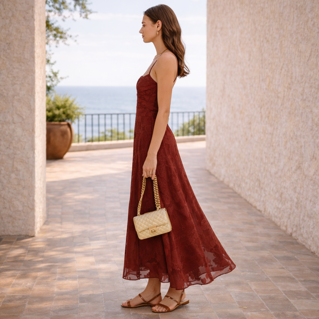 Vestido Buganvilla™ | Elegancia intensa en jacquard floral