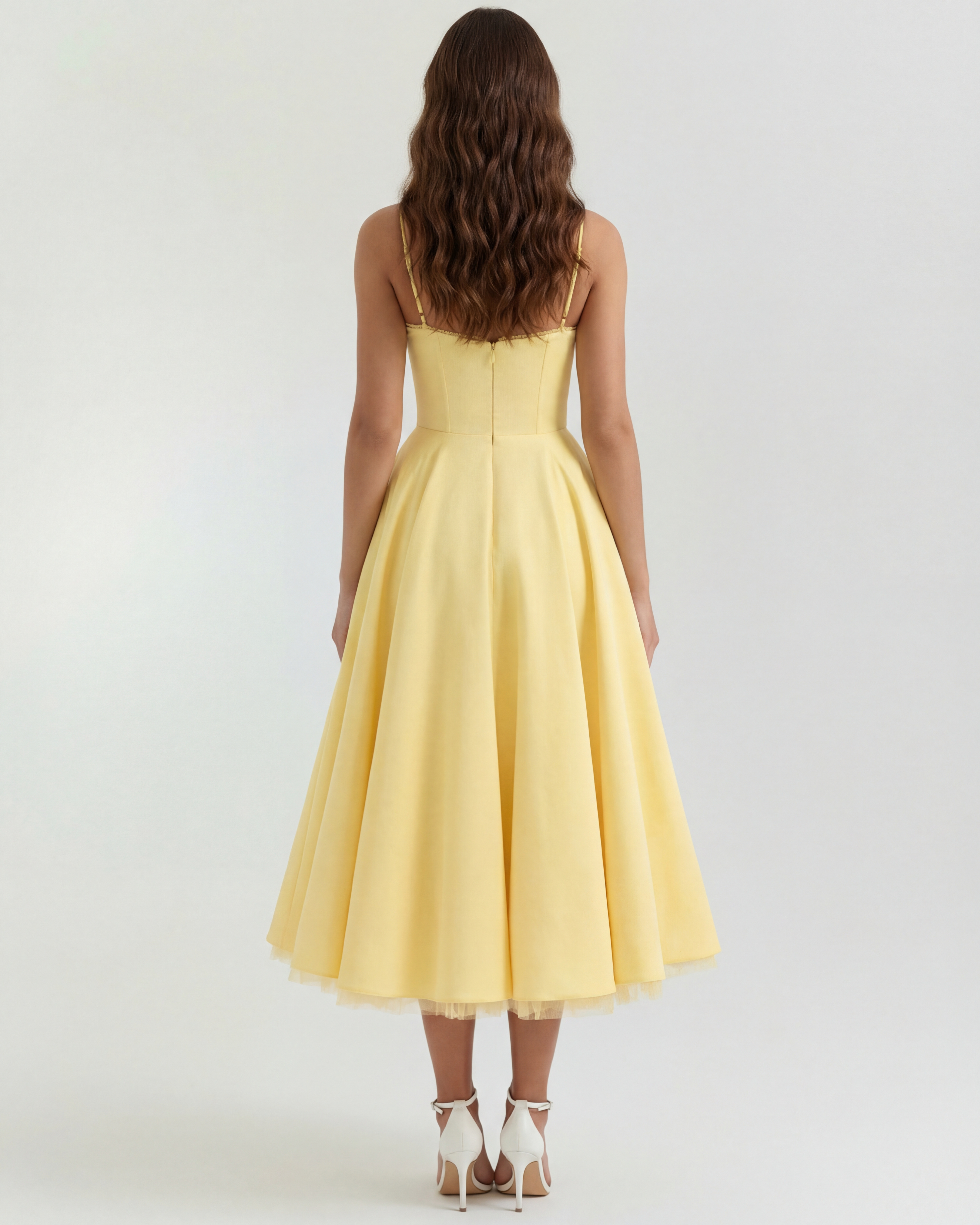 Vestido Selene™ | Amarillo mantequilla con tul en capas y detalles secretos