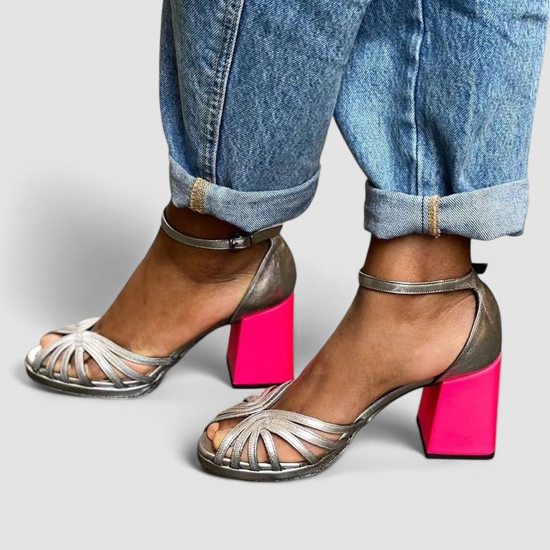 Blanca™ - Sandalias brillantes con tacón de bloque