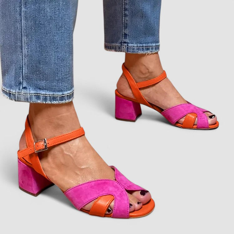 Blanca™ - Sandalias de combinación de colores con tacón cómodo y elegante