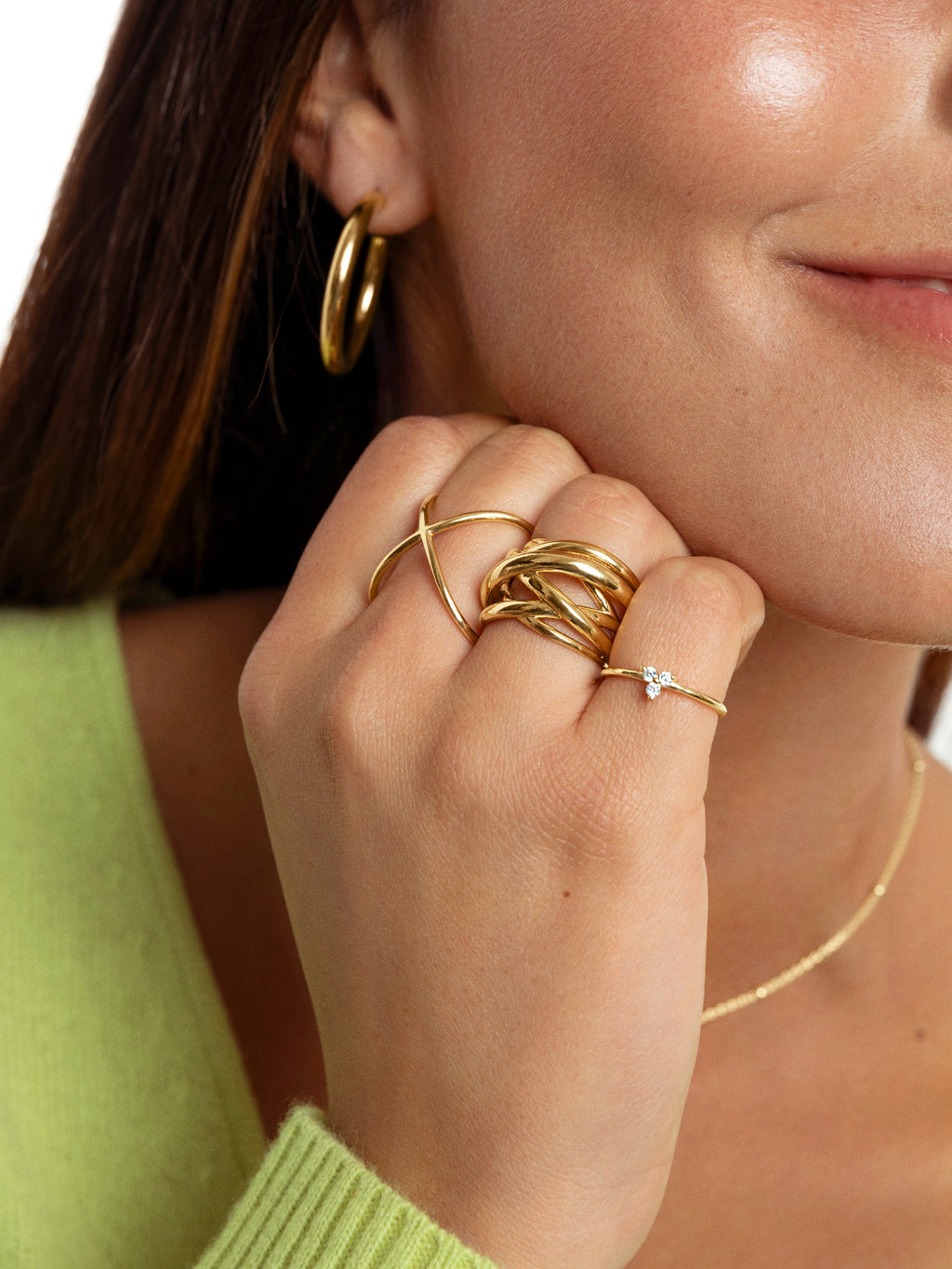 Anillo Trébol Plata Baño Oro