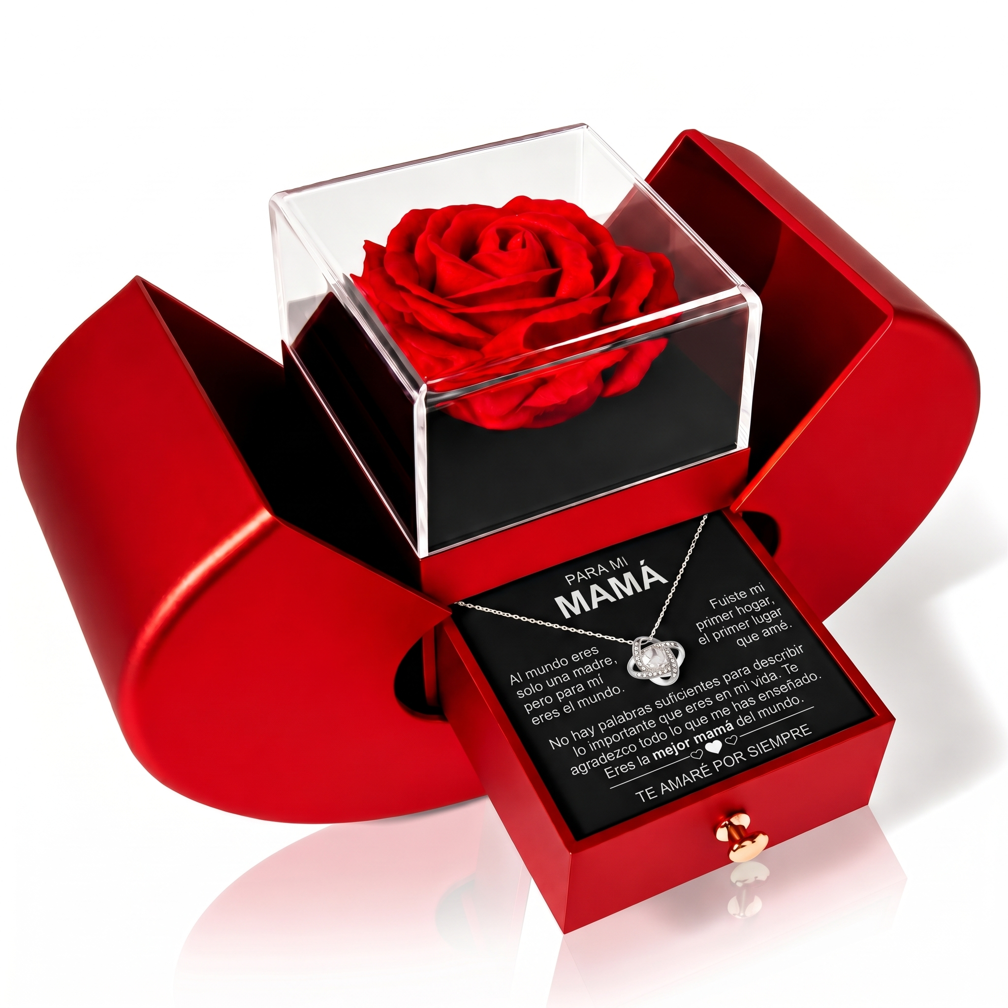 Collar Forever en Caja de Manzana – Rosa Eterna