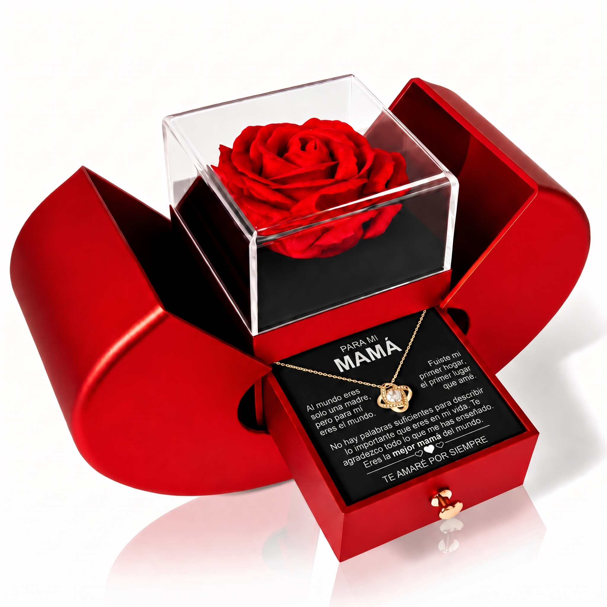 Collar Forever en Caja de Manzana – Rosa Eterna