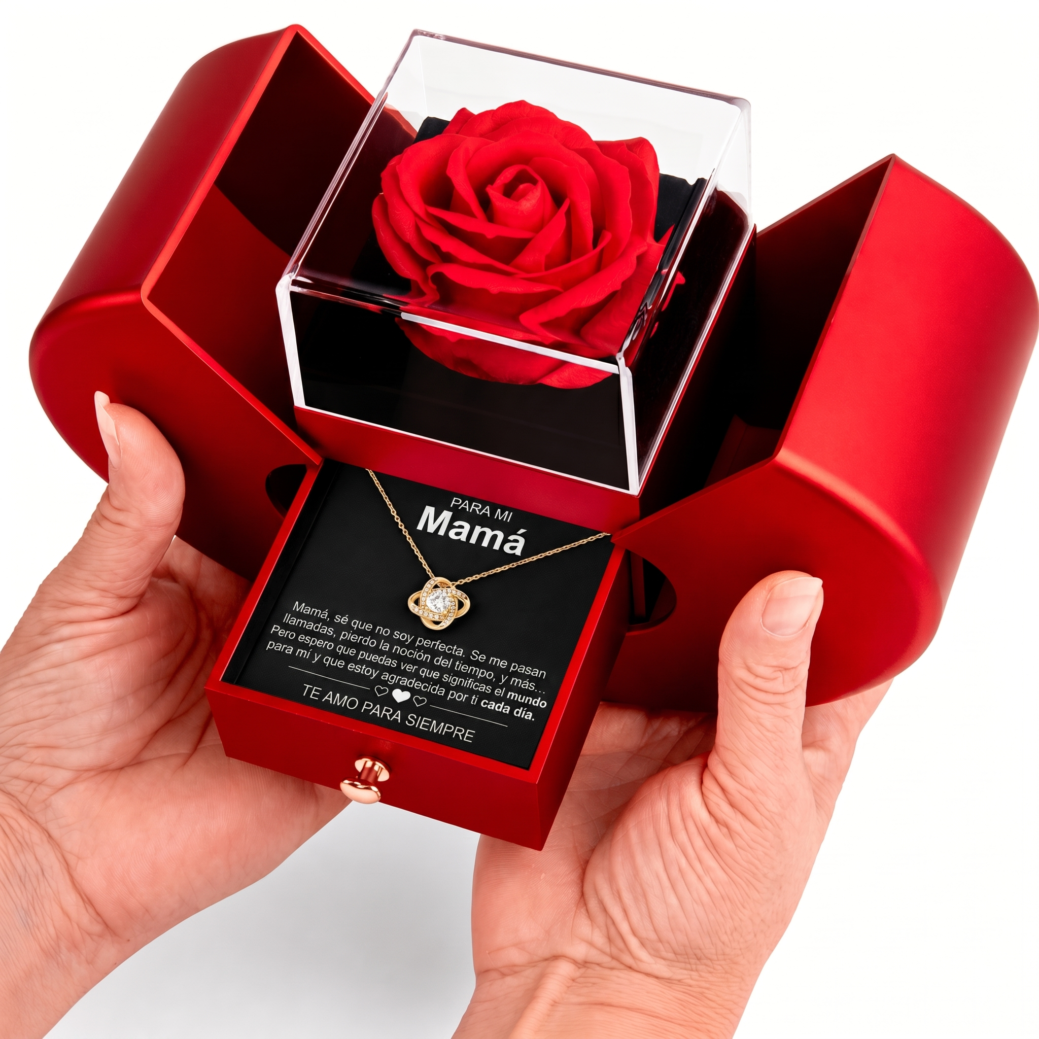 Collar Forever en Caja de Manzana – Rosa Eterna
