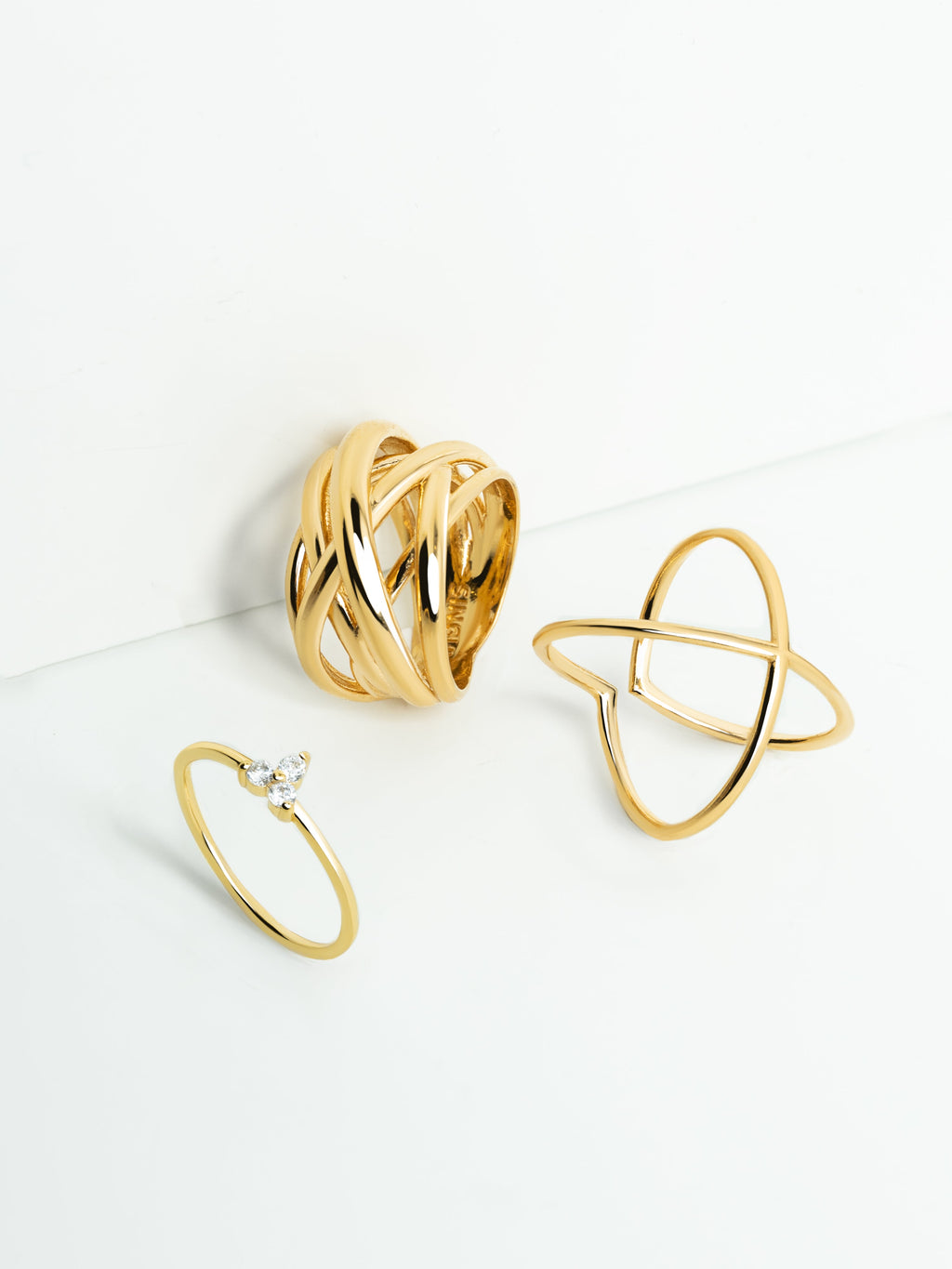 Anillo Trébol Plata Baño Oro