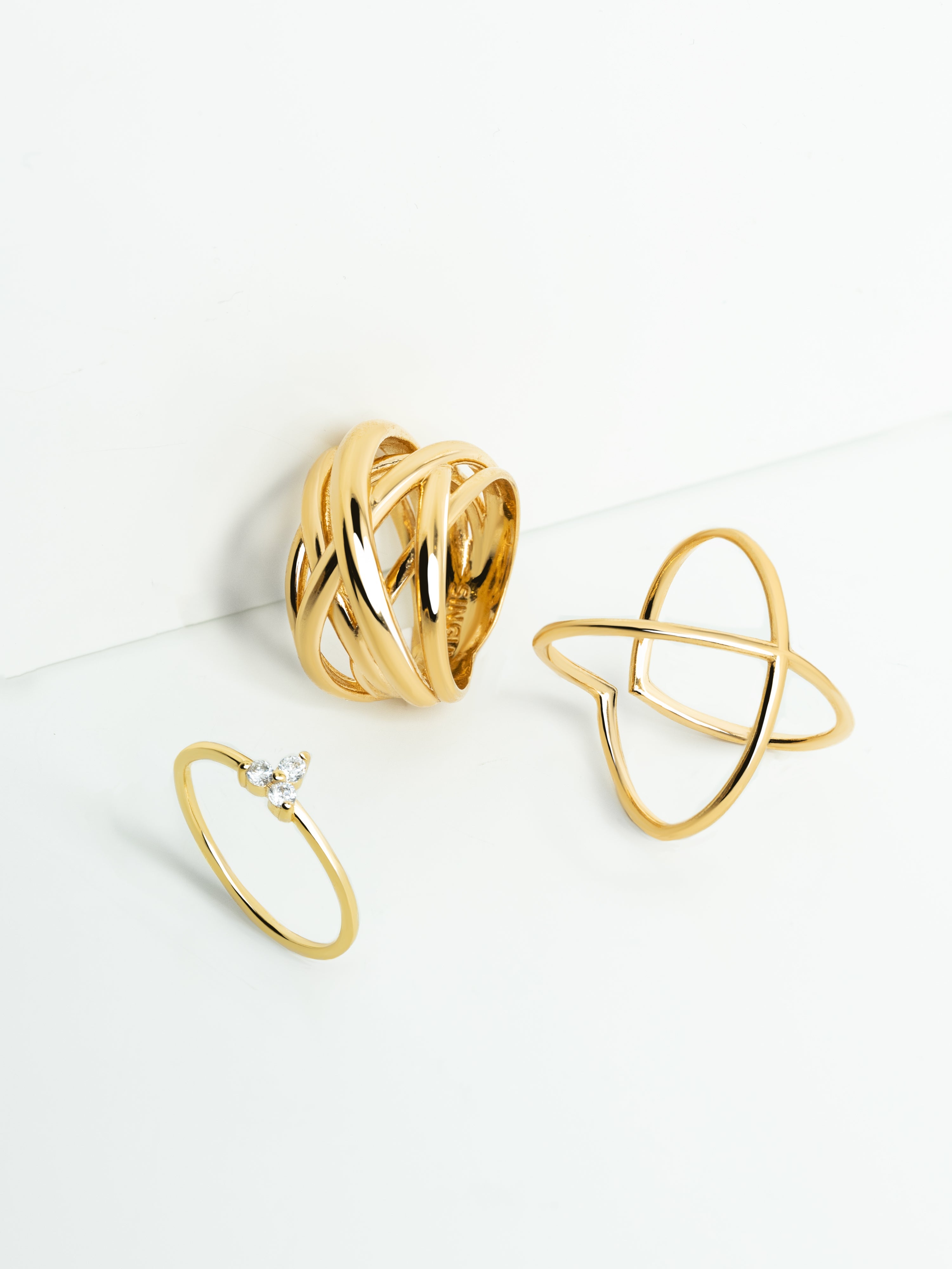 Anillo Trébol Plata Baño Oro