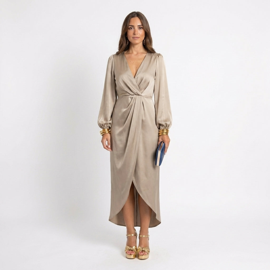 Vestido Martina™ | Vestido de noche midi con drapeado central