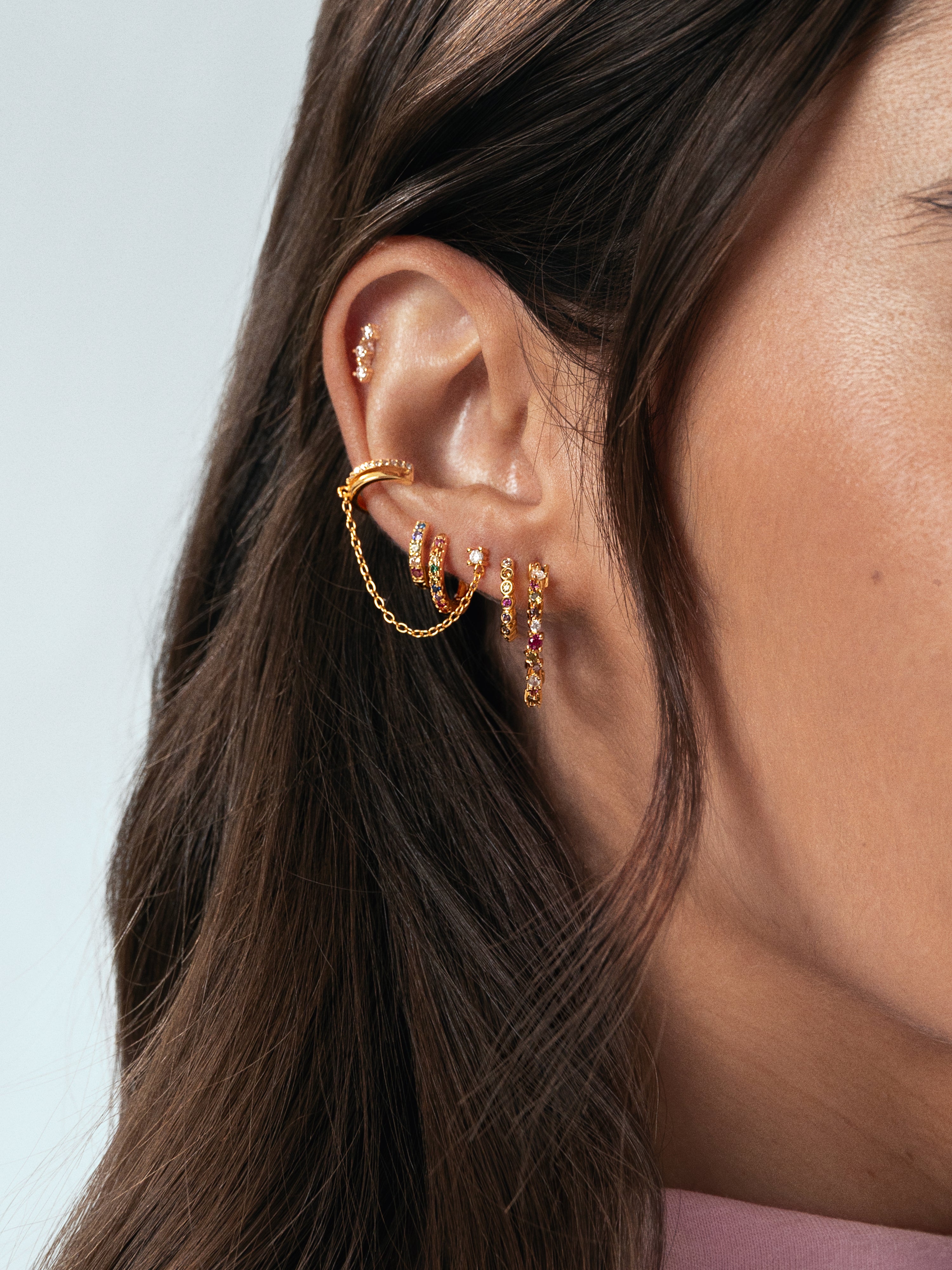 Pendientes Aro Estellar Colors Plata Baño Oro