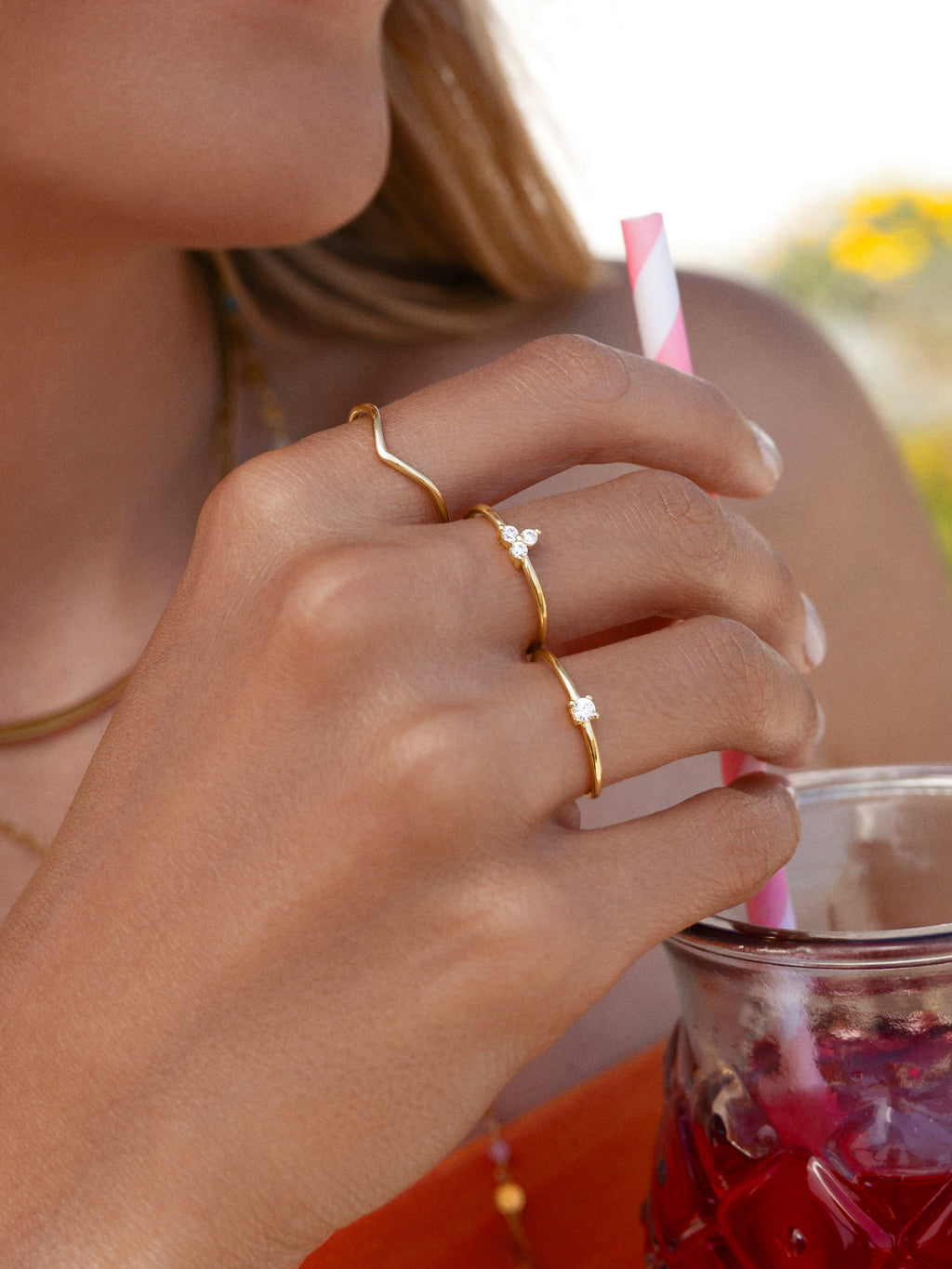 Anillo Trébol Plata Baño Oro
